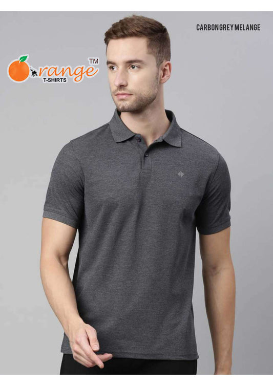 CARBONGREY  MELANGE POLO T-SHIRT